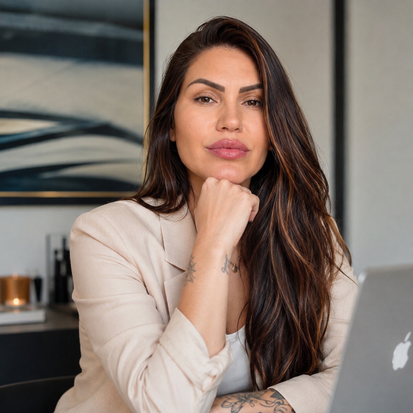 Ana Carolina Schneider hoje, em seu ambiente de trabalho